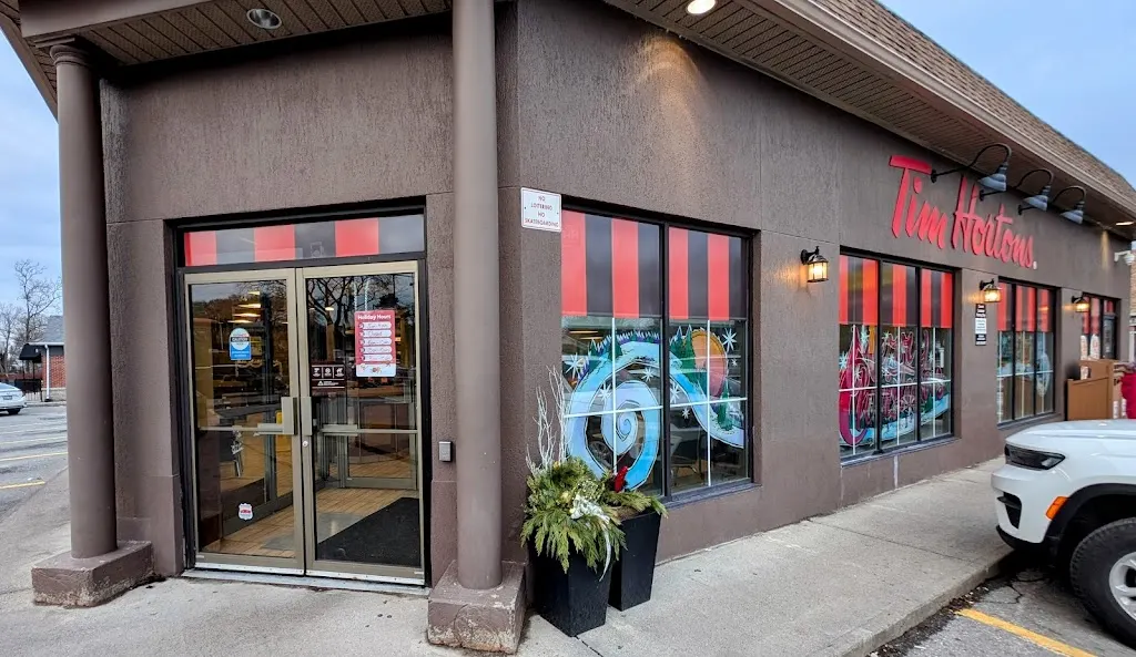 Tim Hortons storefront and interior at 443 Mississauga St, Niagara On The Lake, ON