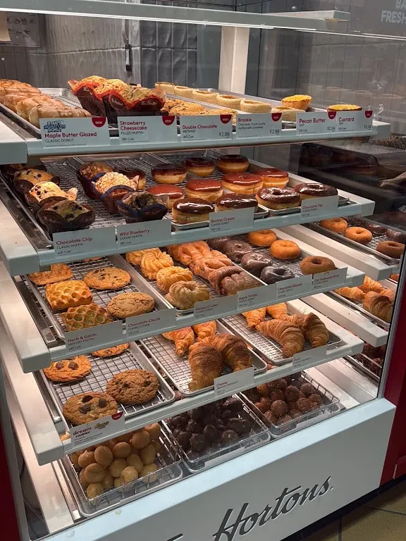 Tim Hortons storefront and interior at 12 - Harrison Garden Blvd, North York, ON