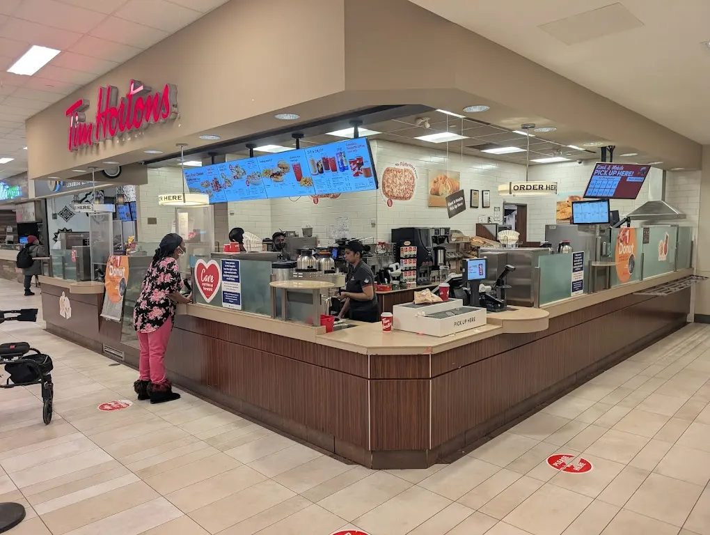 Tim Hortons storefront and interior at Humber River Hospital - Level 1, North York, ON