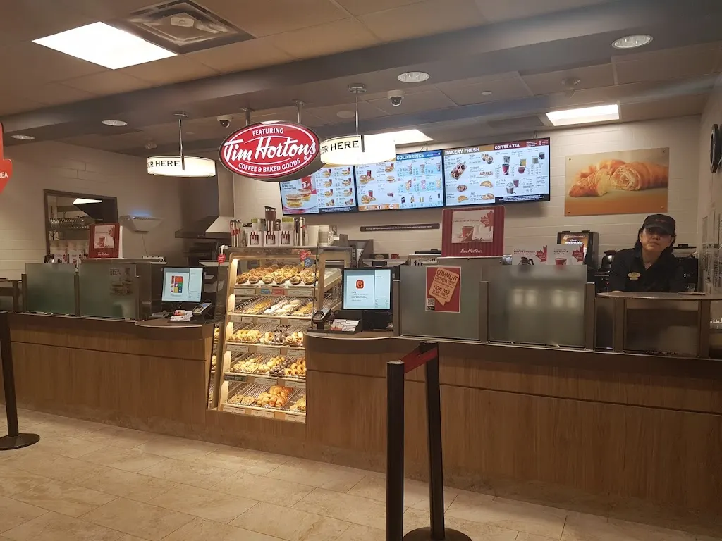 Tim Hortons storefront and interior at 2225 Sheppard Ave East, North York, ON