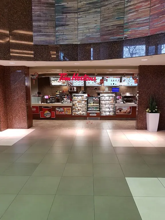 Tim Hortons storefront and interior at 4110 Yonge St, North York, ON