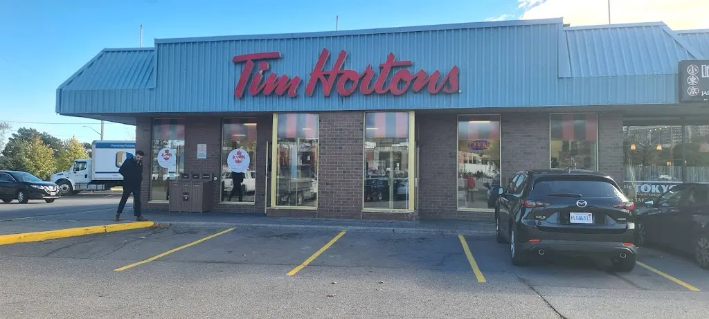 Tim Hortons storefront and interior at 386 Iroquois Shore Rd, Oakville, ON
