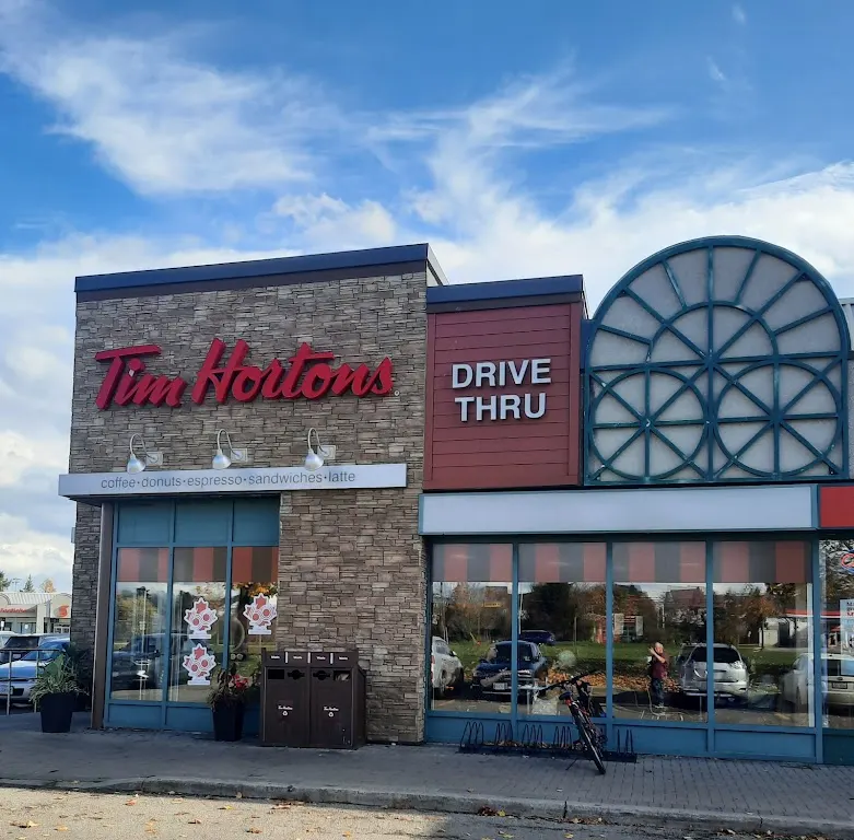 Tim Hortons storefront and interior at 1500 Upper Middle Rd West, Oakville, ON