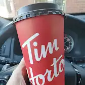 Tim Hortons storefront and interior at 5960 Highway #9, Orangeville, ON