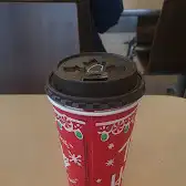 Tim Hortons storefront and interior at 25 Colborne St, Orillia, ON