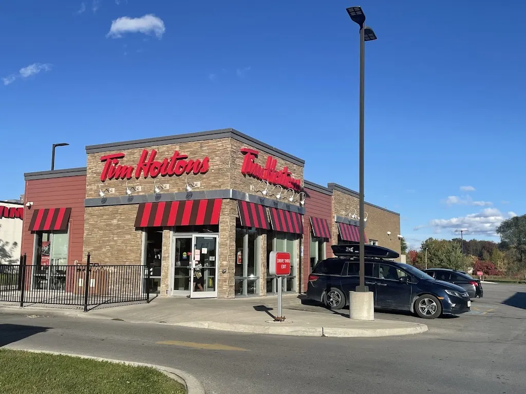 Tim Hortons storefront and interior at 298 Memorial Avenue, Orillia, ON