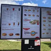 Tim Hortons storefront and interior at 9110 Hwy 12 West, Orillia, ON