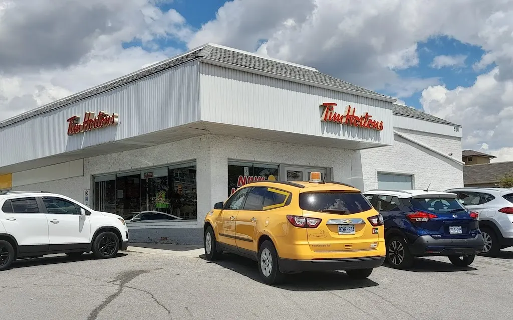 Tim Hortons storefront and interior at 520 King St West, Oshawa, ON