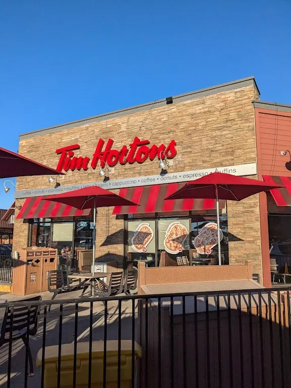 Tim Hortons storefront and interior at 1251 Simcoe St North, Oshawa, ON