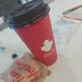 Tim Hortons storefront and interior at Lakeridge Hospital, Oshawa, ON