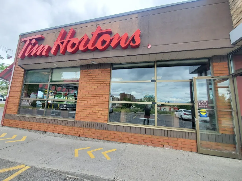 Tim Hortons storefront and interior at 1384 Baseline Rd, Ottawa, ON