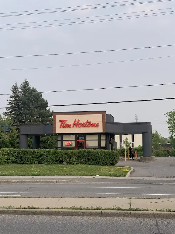 Tim Hortons storefront and interior at 1610 Walkley Rd, Ottawa, ON