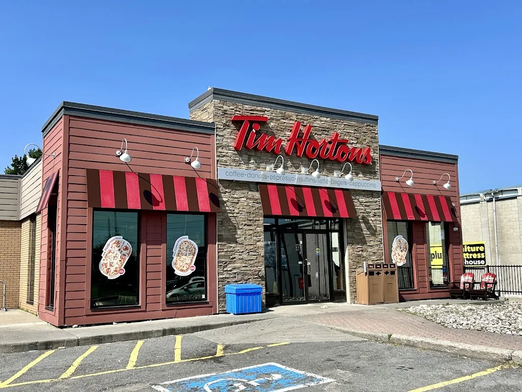 Tim Hortons storefront and interior at 1802 St Laurent Blvd, Ottawa, ON