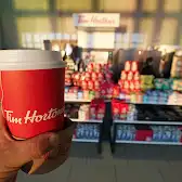 Tim Hortons storefront and interior at Ottawa International Airport, Ottawa, ON