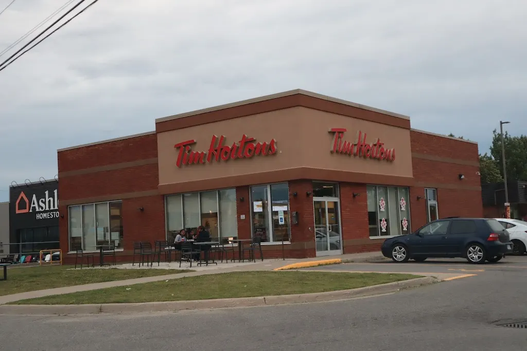 Tim Hortons storefront and interior at 1 Mall Dr, Parry Sound, ON