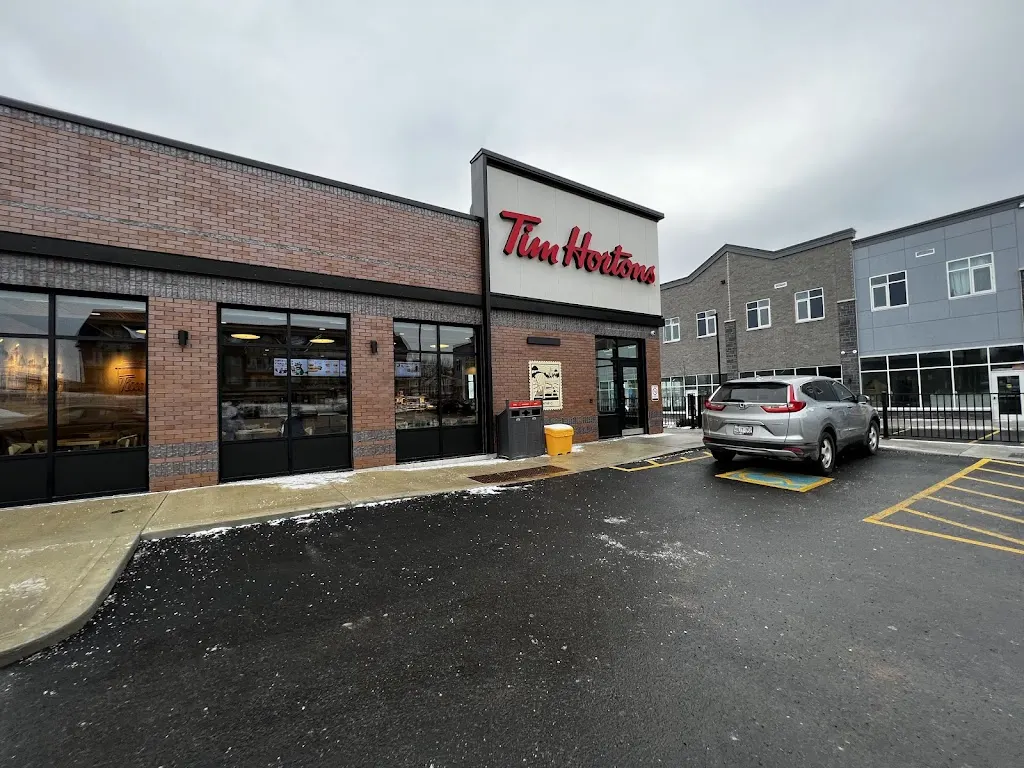 Tim Hortons storefront and interior at 106 Chandler Crescent, Peterborough, ON