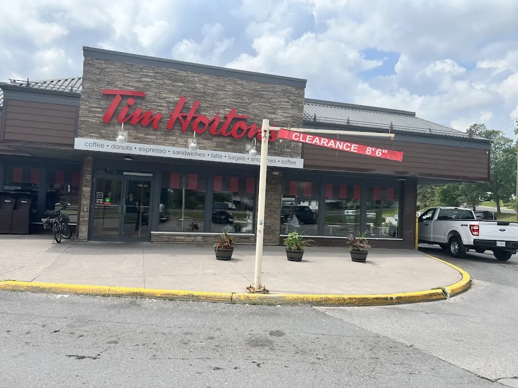 Tim Hortons storefront and interior at 871-875 Chemong Rd, Peterborough, ON