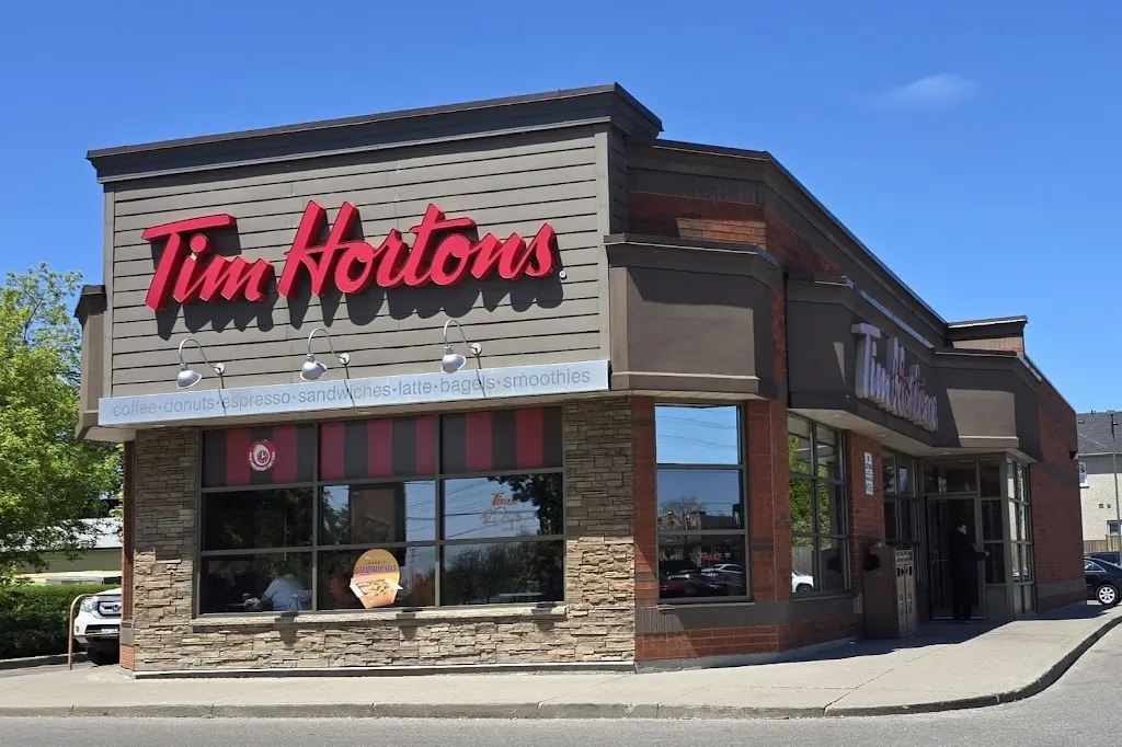 Tim Hortons storefront and interior at 1278 Kingston Rd., Pickering, ON