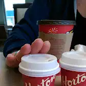 Tim Hortons storefront and interior at 1st Andrew Street, Port Dover, ON