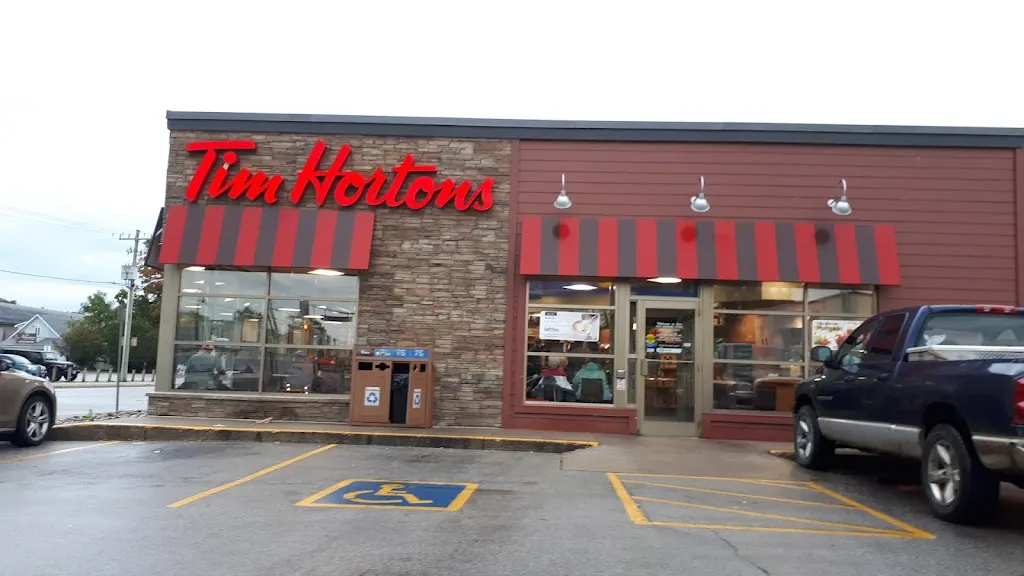 Tim Hortons storefront and interior at 618 Gustavus Rd, Port Elgin, ON