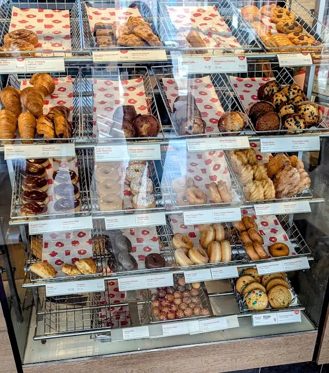 Tim Hortons storefront and interior at 10 Trench St, Richmond Hill, ON