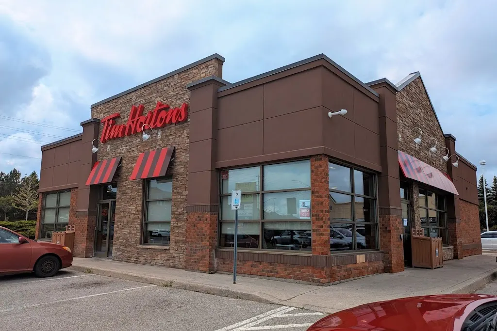 Tim Hortons storefront and interior at 1410 Major Mackenzie Dr East, Richmond Hill, ON