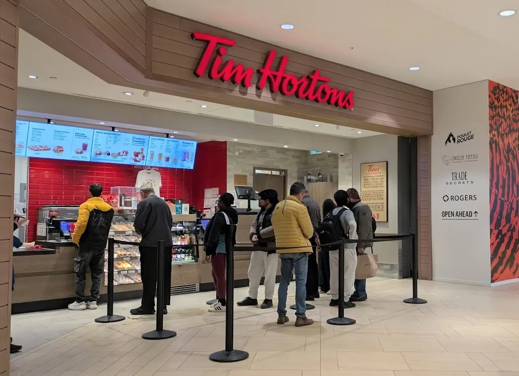 Tim Hortons storefront and interior at 9350 Yonge Street, Richmond Hill, ON