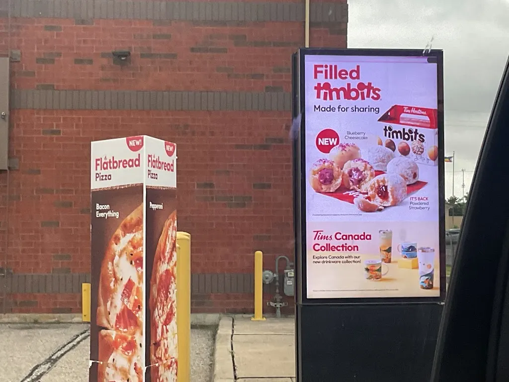 Tim Hortons storefront and interior at 20474 Victoria Ave, Ridgetown, ON