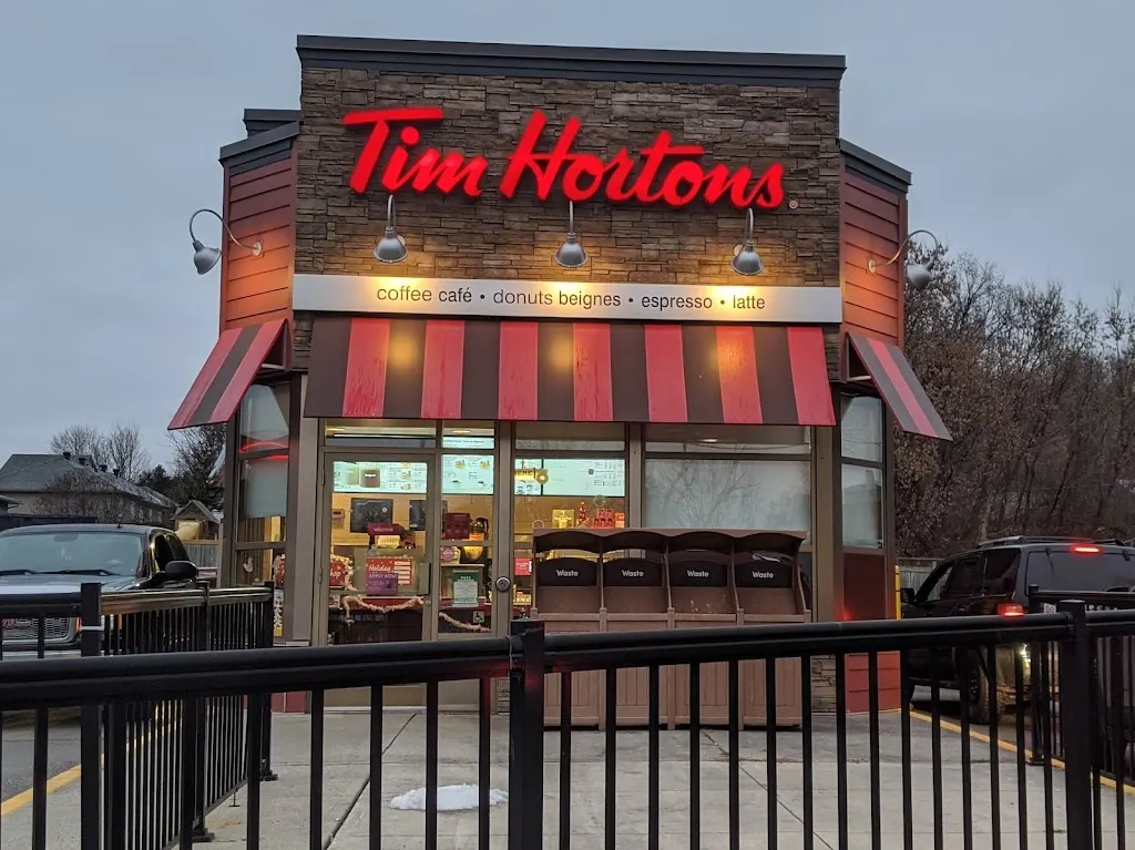 Tim Hortons storefront and interior at 297 Edwards St, Rockland, ON