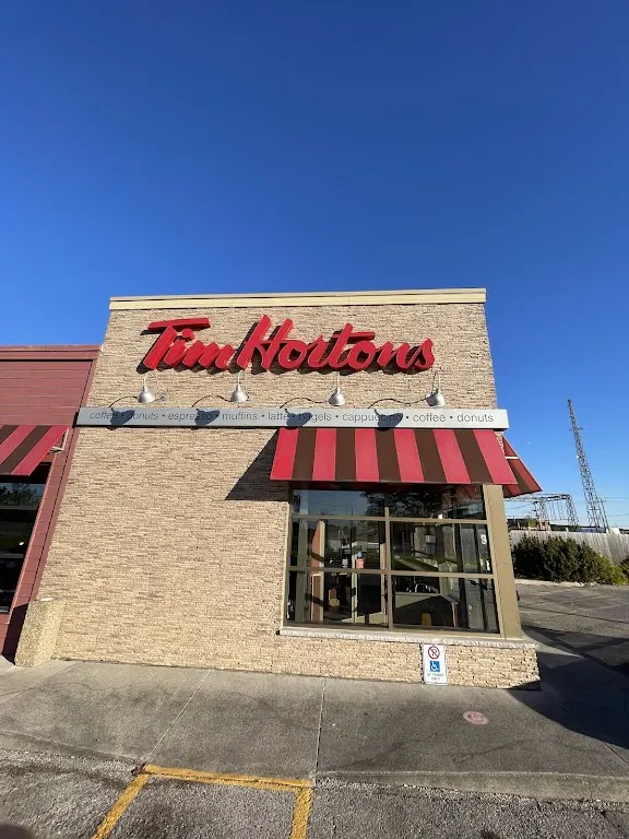 Tim Hortons storefront and interior at 512 Vidal St S, Sarnia, ON