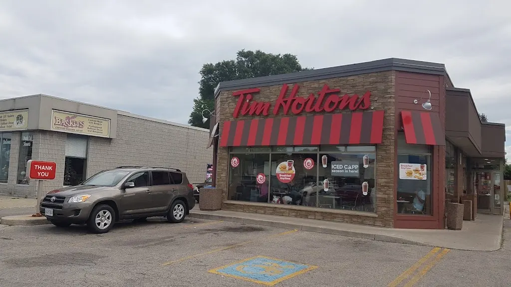 Tim Hortons storefront and interior at 775 Exmouth St, Sarnia, ON