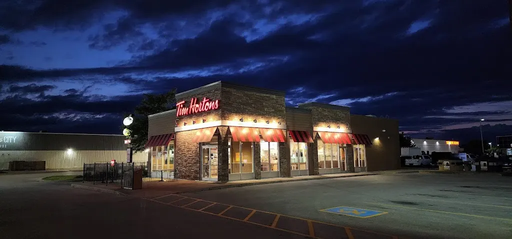 Tim Hortons storefront and interior at 1105 Lambton Mall Rd, Sarnia, ON