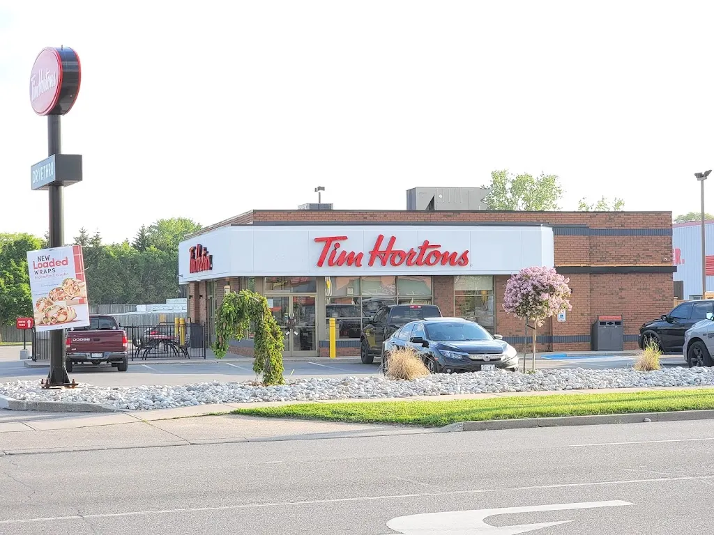 Tim Hortons storefront and interior at 1258 London Rd, Sarnia, ON