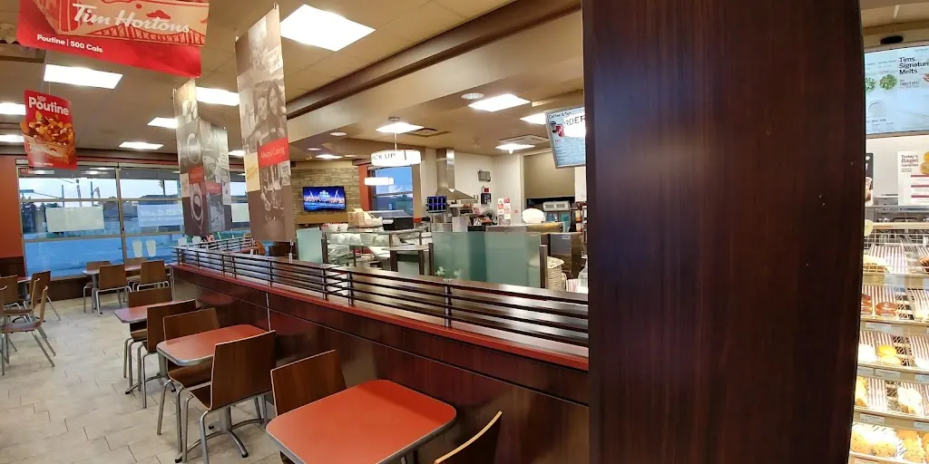 Tim Hortons storefront and interior at 1441 Confederation St, Sarnia, ON