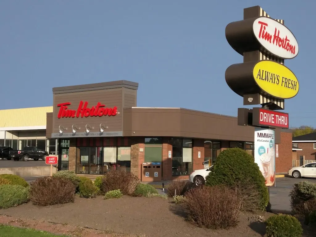 Tim Hortons storefront and interior at 191 Trunk Rd, Sault Ste Marie, ON