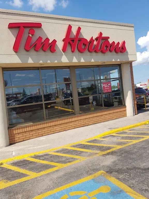 Tim Hortons storefront and interior at 389 Great Northern Rd, Sault Ste Marie, ON