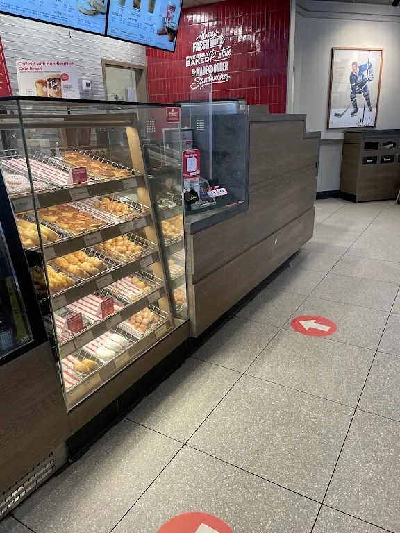 Tim Hortons storefront and interior at 1 William Kitchen Rd, Scarborough, ON