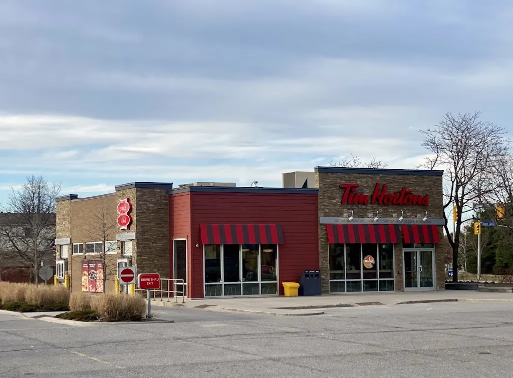Tim Hortons storefront and interior at 240 Alton Towers Circle, Scarborough, ON