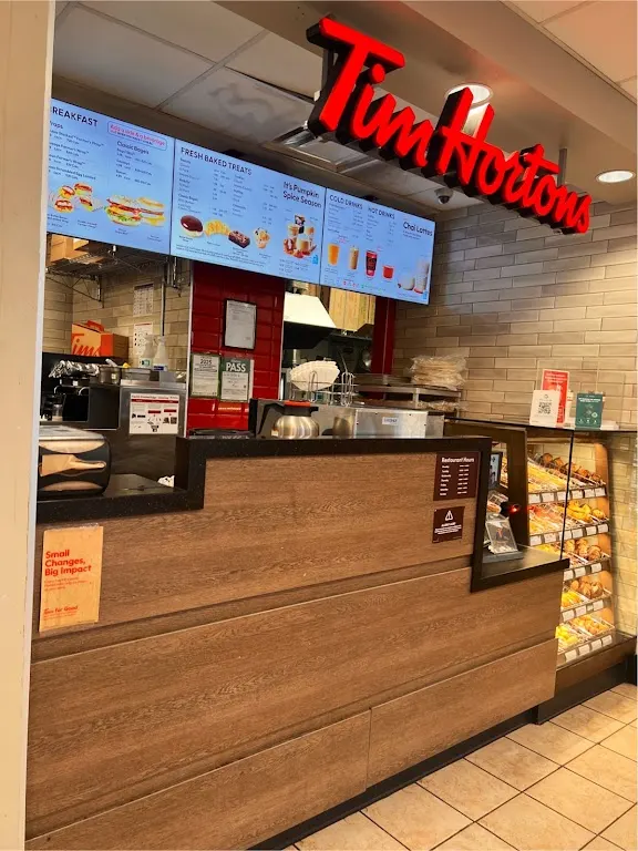 Tim Hortons storefront and interior at 1977 Kennedy Rd, Scarborough, ON