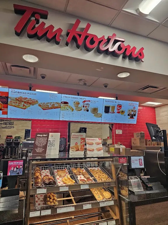 Tim Hortons storefront and interior at 2370 Lawrence Ave East, Scarborough, ON