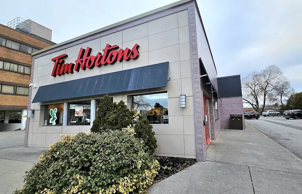 Tim Hortons storefront and interior at 3090 Kingston Rd, Scarborough, ON