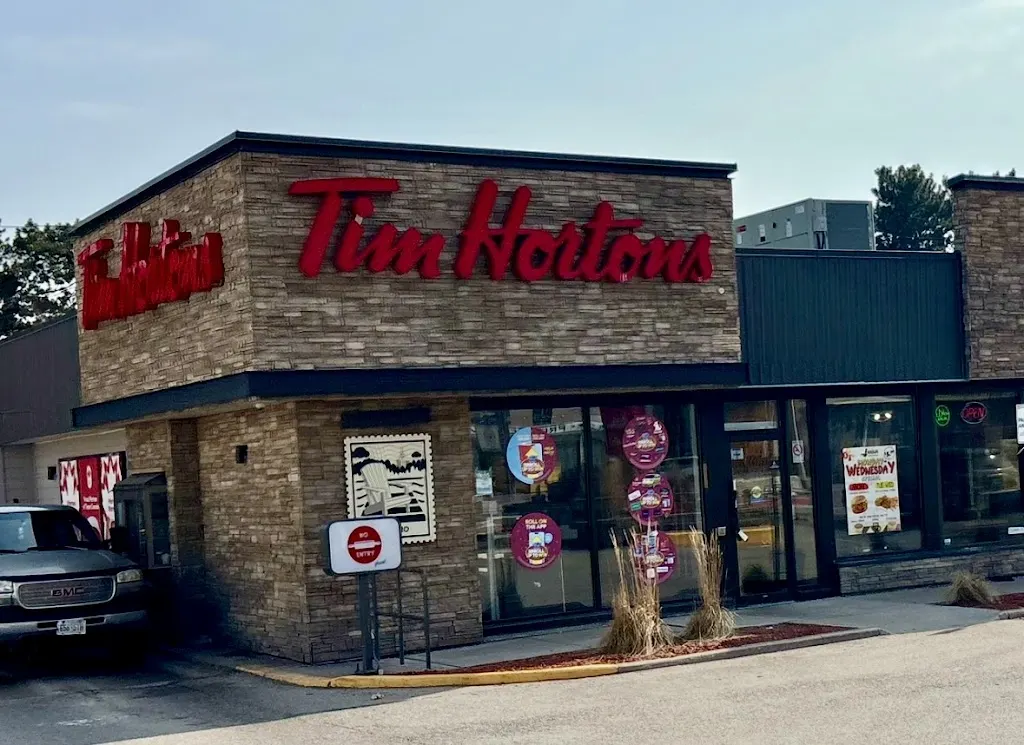 Tim Hortons storefront and interior at 4351 Kingston Rd, Scarborough, ON