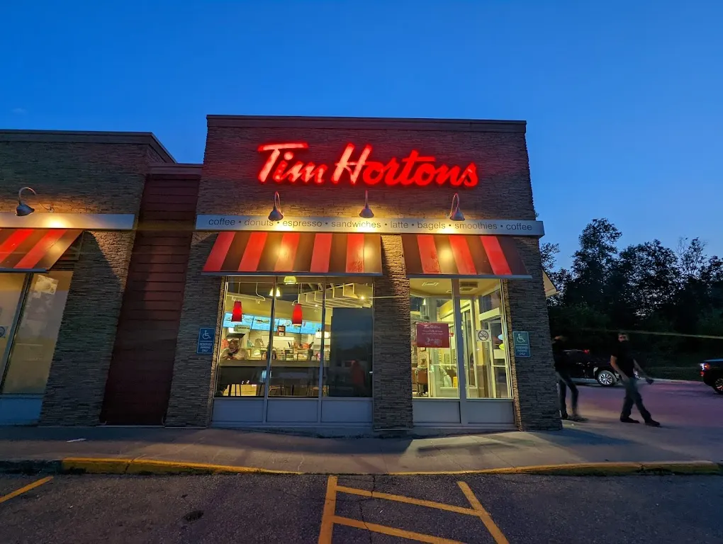 Tim Hortons storefront and interior at Wellington St &amp; 5th Avenue, Sioux Lookout, ON