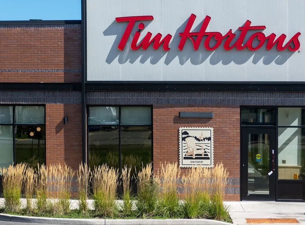 Tim Hortons storefront and interior at 5 Toulon Street, Smiths Falls, ON