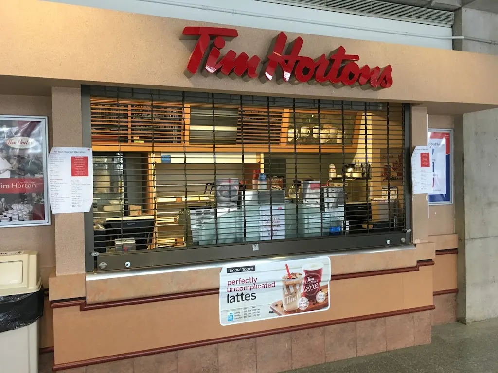 Tim Hortons storefront and interior at 1812 Sir Isaac Brock Way, St Catharines On, ON
