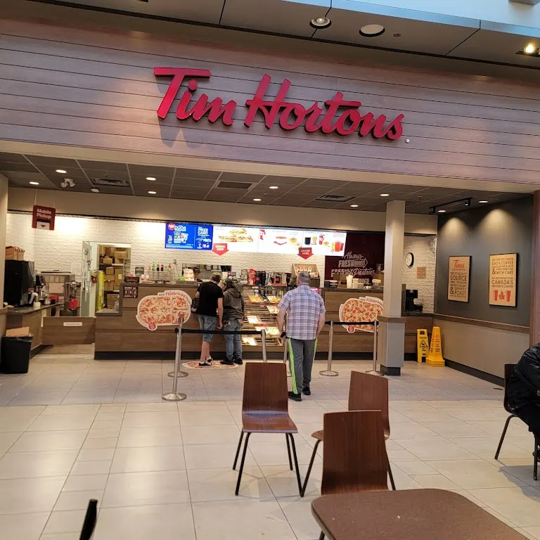 Tim Hortons storefront and interior at 221 Glendale Ave The Pen Centre, St Catharines, ON