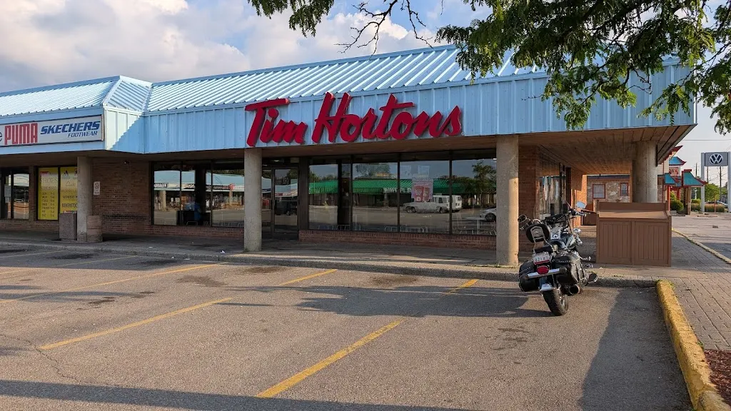 Tim Hortons storefront and interior at 353 Lake St, St Catharines, ON