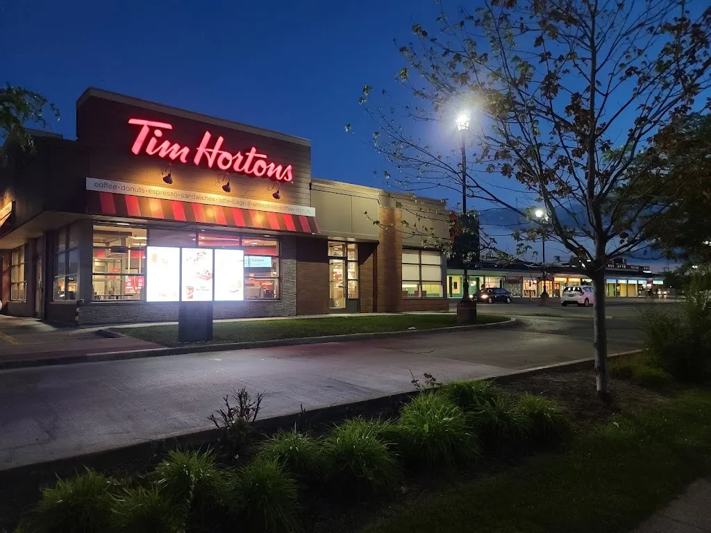 Tim Hortons storefront and interior at 400 Scott St, St Catharines, ON