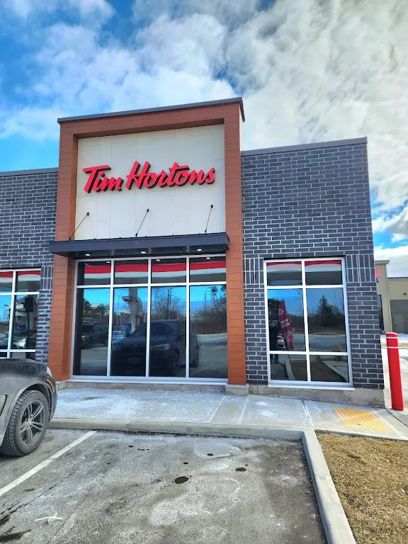 Tim Hortons storefront and interior at 281 Martindale Road, St. Catharines, ON