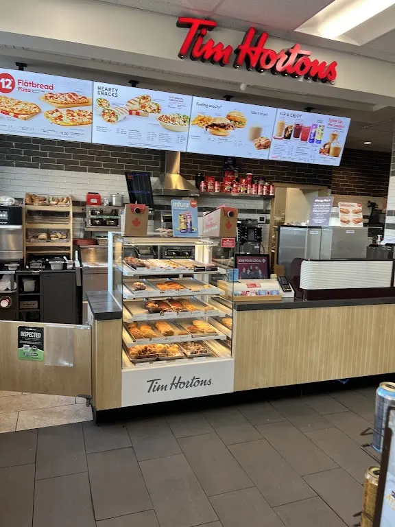 Tim Hortons storefront and interior at 260 Lake St, St. Catherines, ON